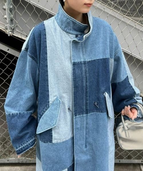 etsinta エシンタ デニムパッチワークモッズコート