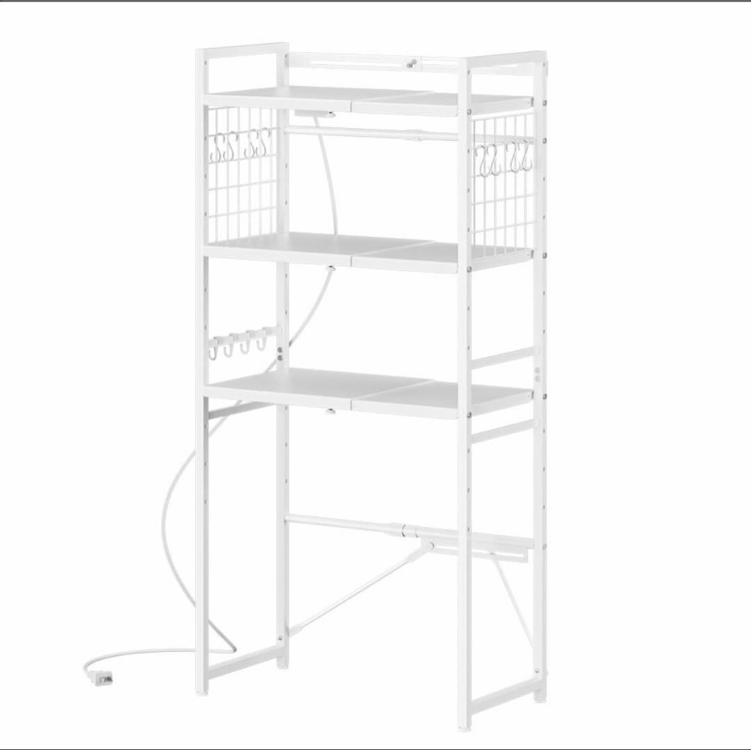 ホワイト スチールラック【横幅伸縮50～80高さ170 奥行42耐荷重90kg】