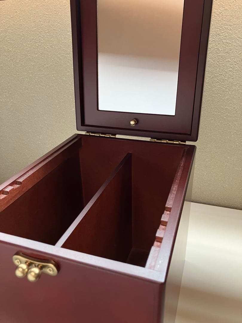 【超美品】木製　鏡付き　メイクボックス コスメボックス 化粧箱 レトロ