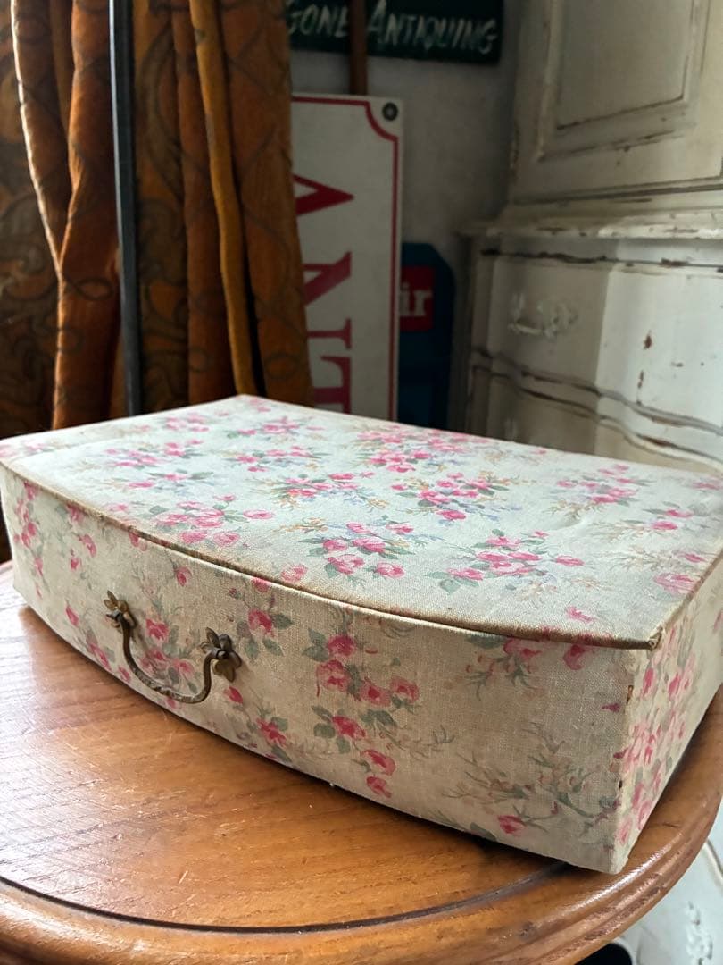 フランス　アンティーク　カルトナージュ　ボックス　収納箱　ローズ　バラ　100年