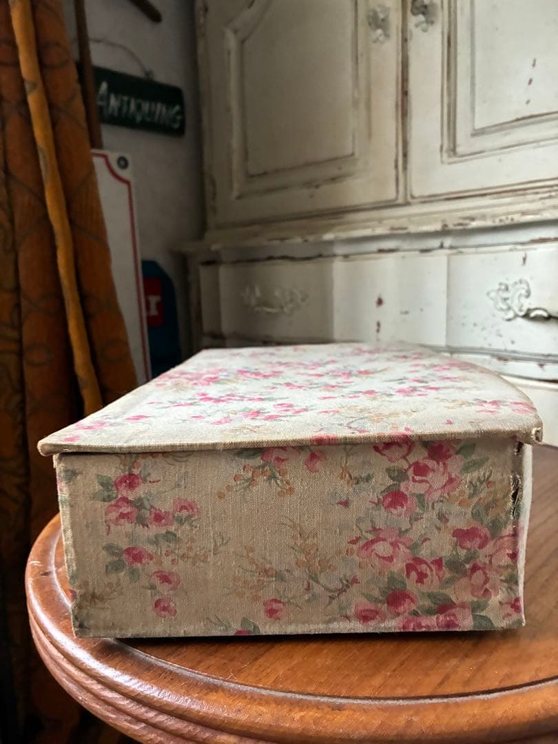 フランス　アンティーク　カルトナージュ　ボックス　収納箱　ローズ　バラ　100年
