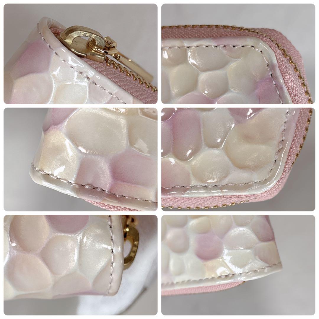 未使用級♡ハースケジュール 2つ折り財布 エナメルレザー ホワイトローズ