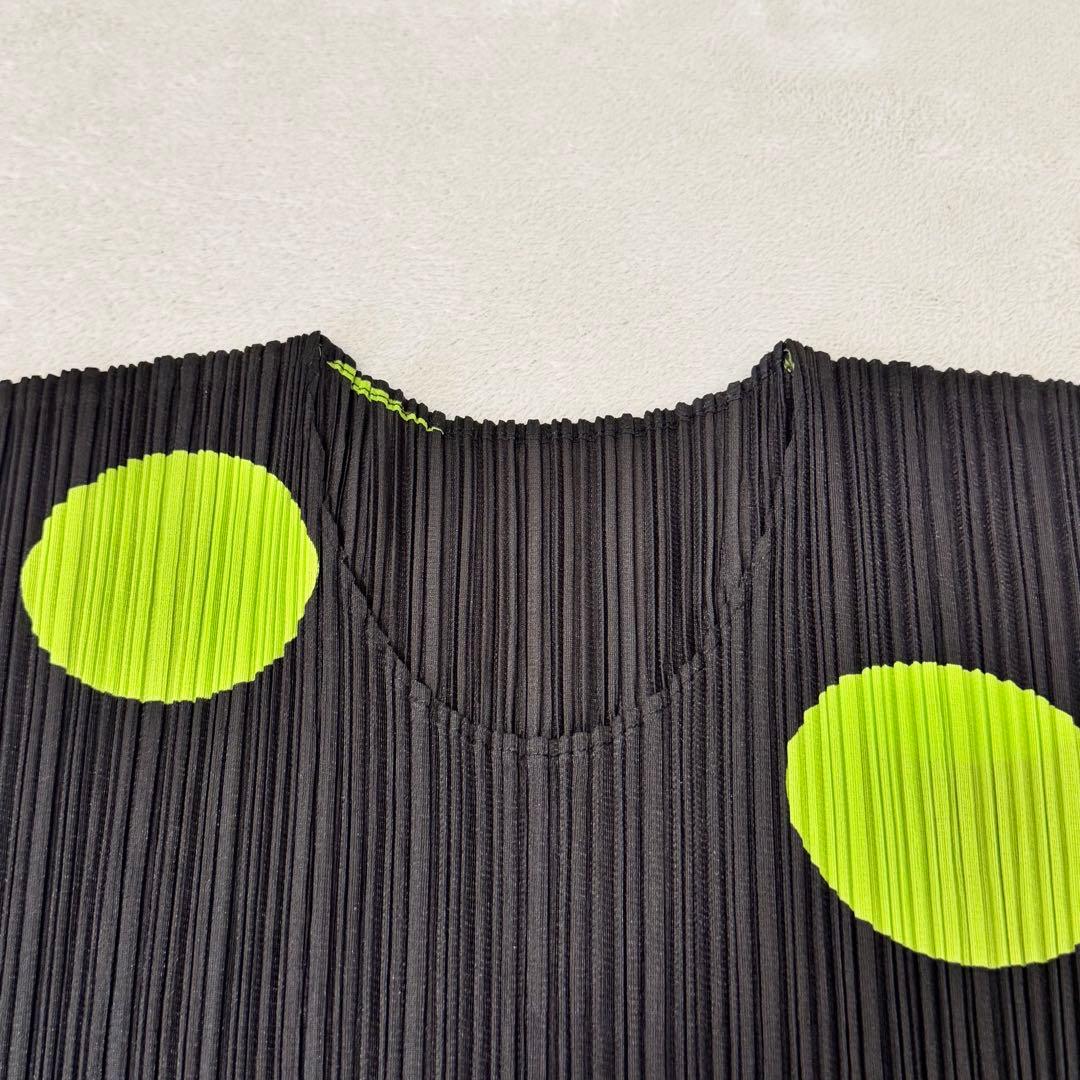 極美品✨PLEATS PLEASE プリーツ　ドット柄　ブラック　半袖　トップス