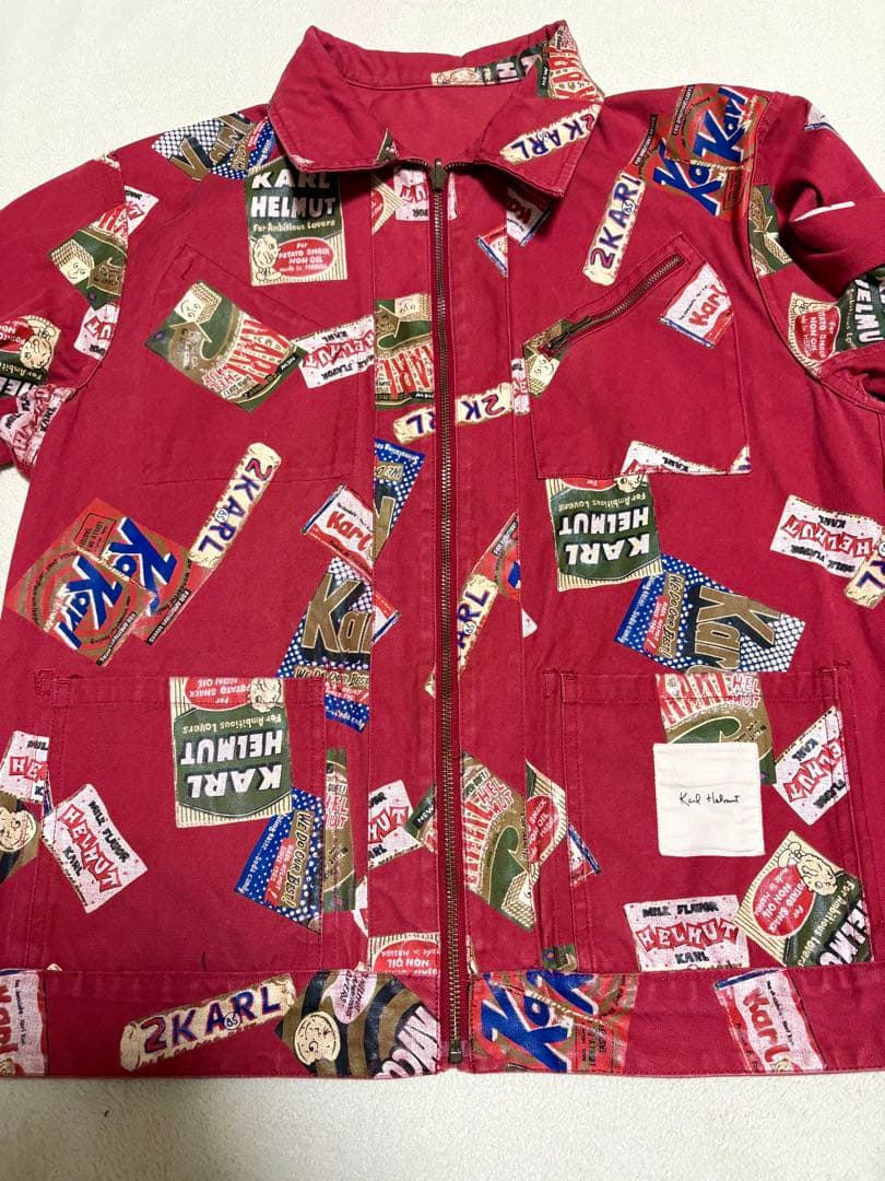 美品　Karl Helmut リバーシブルジャケット 赤 総柄 カールヘルム