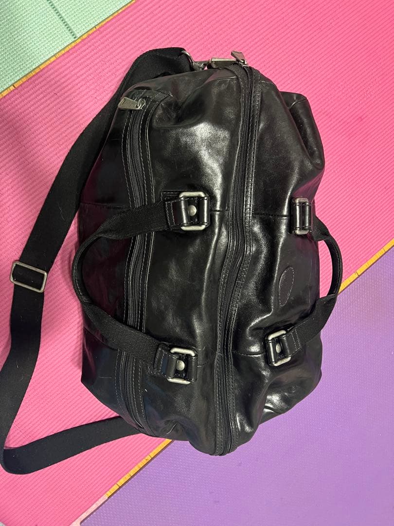 Fossil レザー ブラック ボストンバッグ