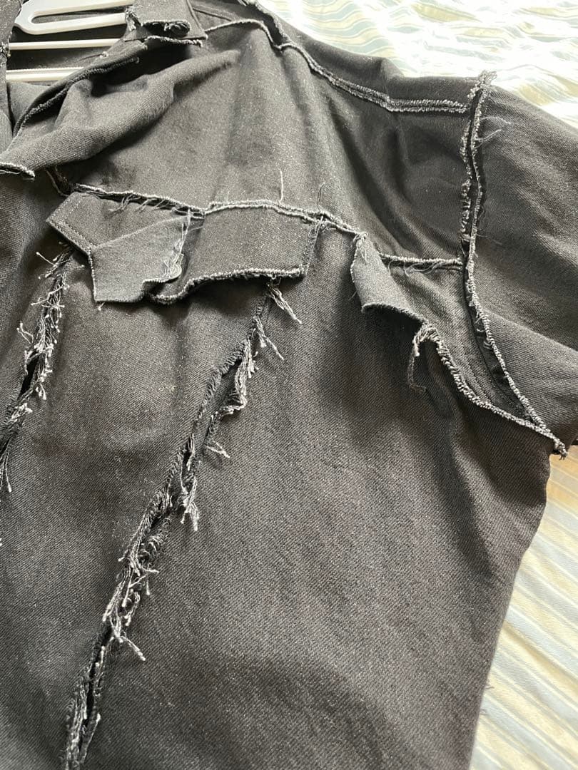 YOHJIYAMAMOTO オーバーサイズ ブラックジャケット ダメージ加工