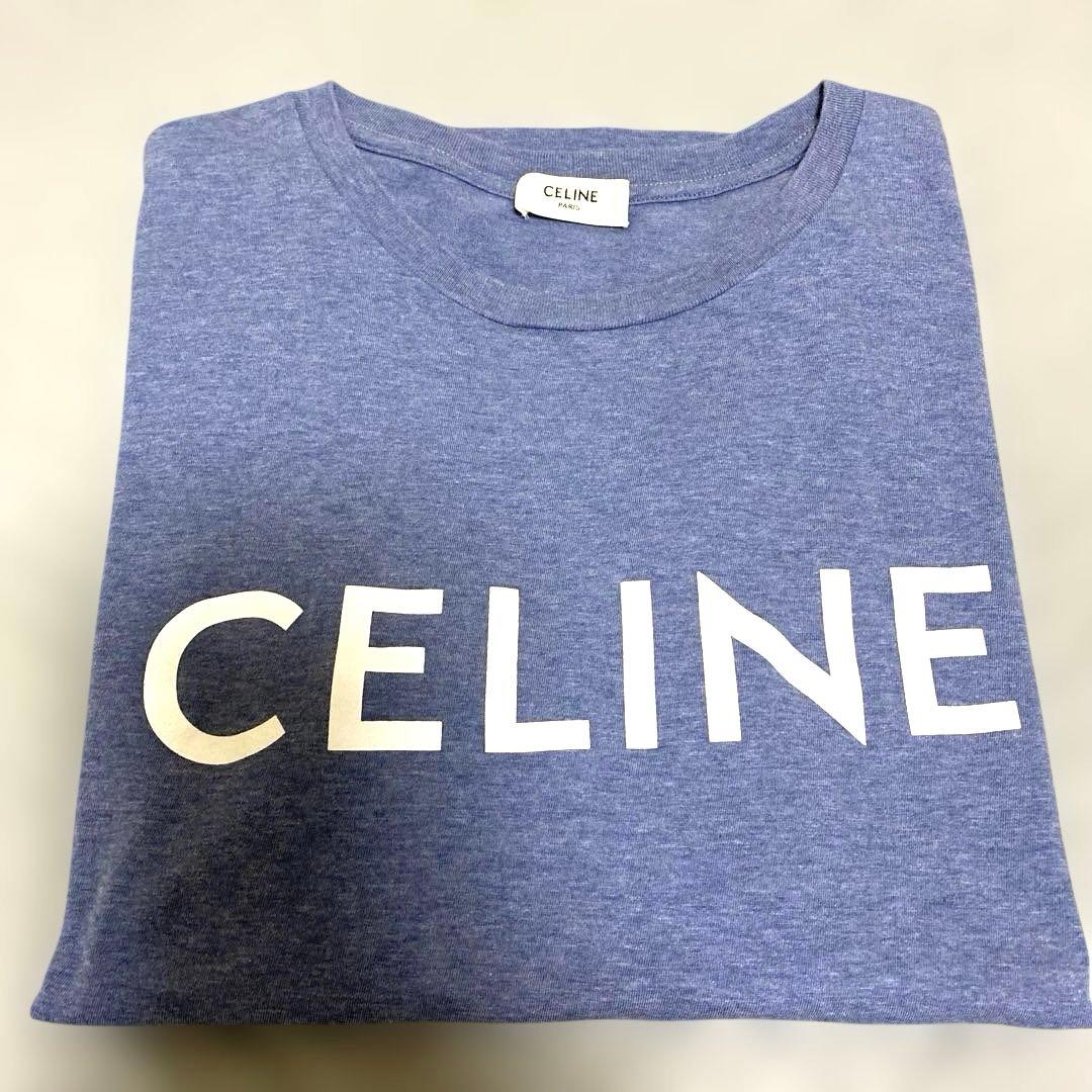 CELINE ロゴ Tシャツ 半袖 ブルー