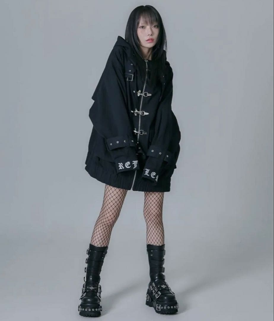 REFLEM レフレム ベルト付きハイネックZIPパーカー ジップアップパーカー