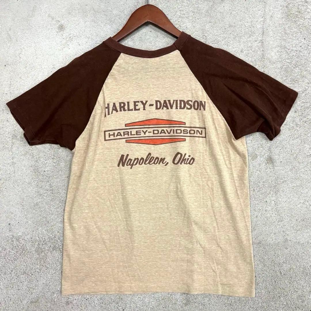 80s ハーレーtシャツ　イーグル　ラグランスリーブ