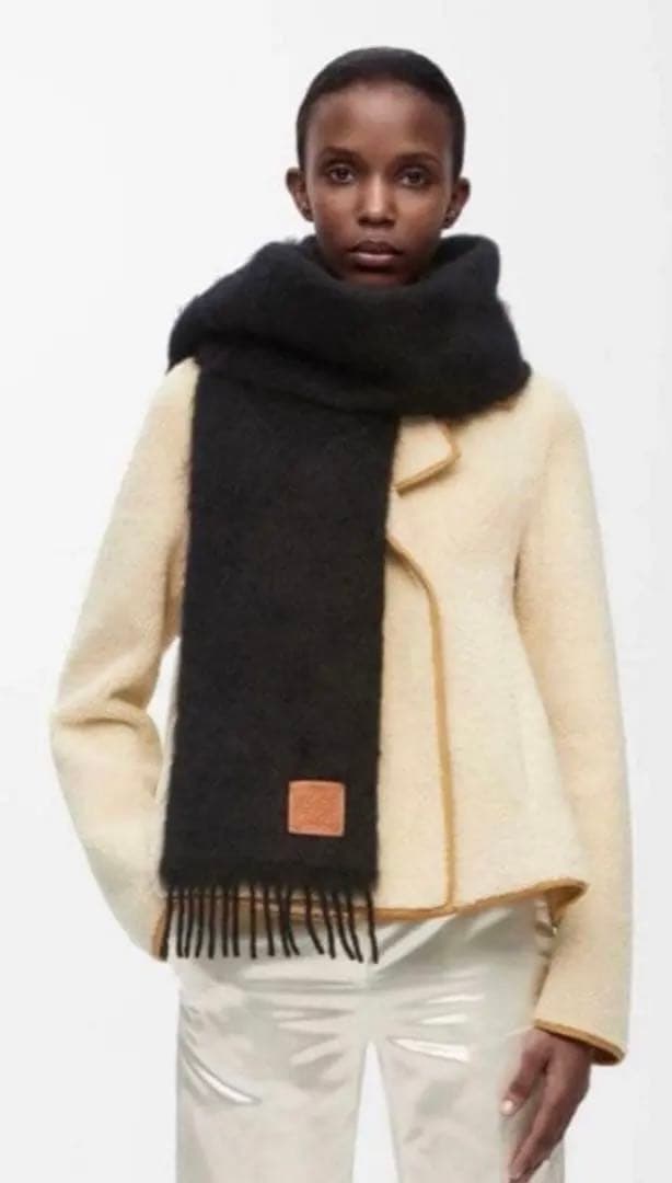 LOEWE モヘア　ウール　マフラー　ブラック