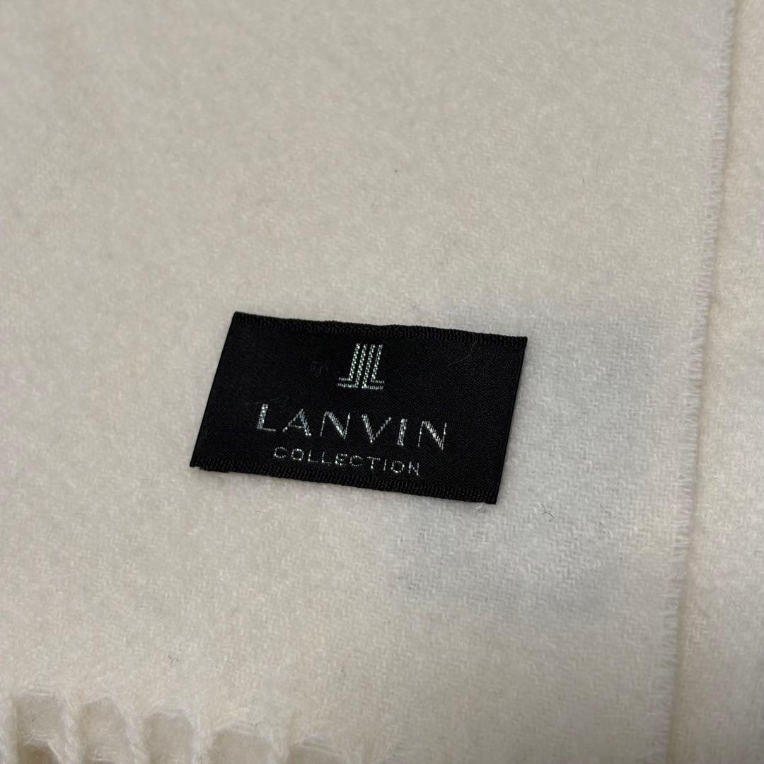 極上カシミヤ100%【LANVIN COLLECTION】大判フリンジマフラー
