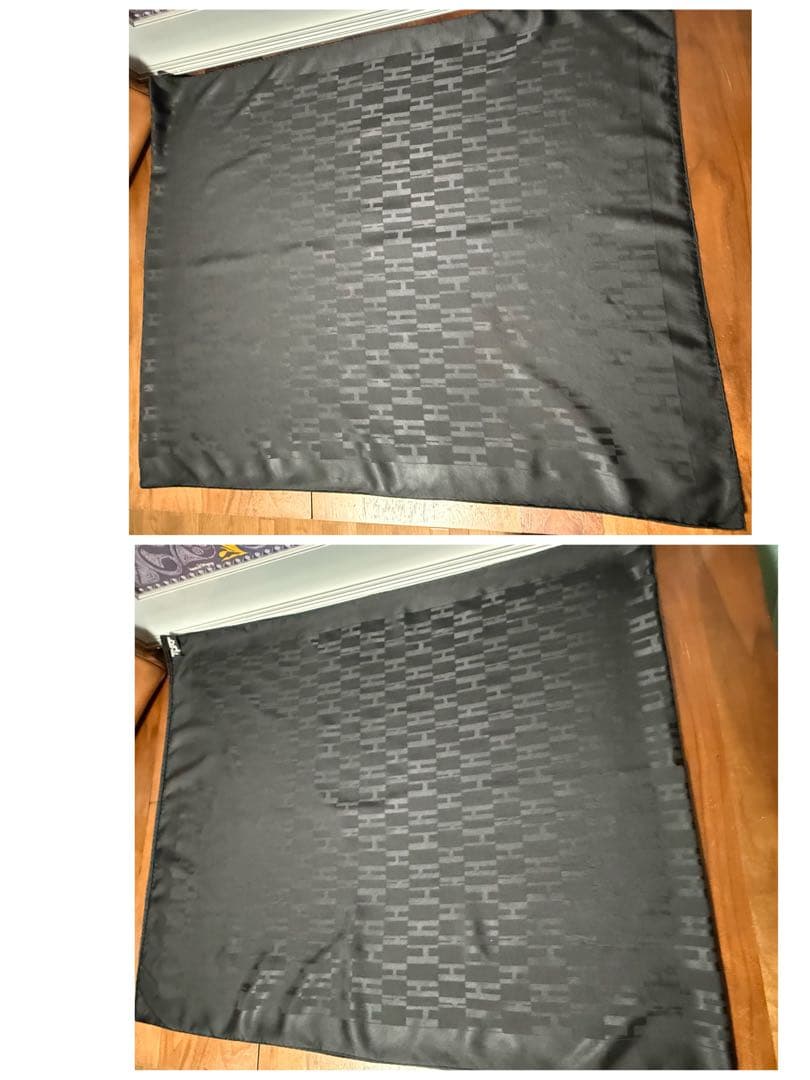 エルメス　難有　グランアッシュ　グランH シルク　ウール　ストール　ショール　黒