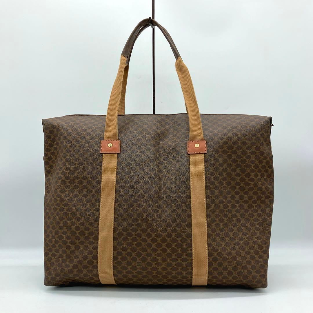 【CELINE】ボストンバッグ　マカダム柄　　ゴールド金具　PVC 肩かけ