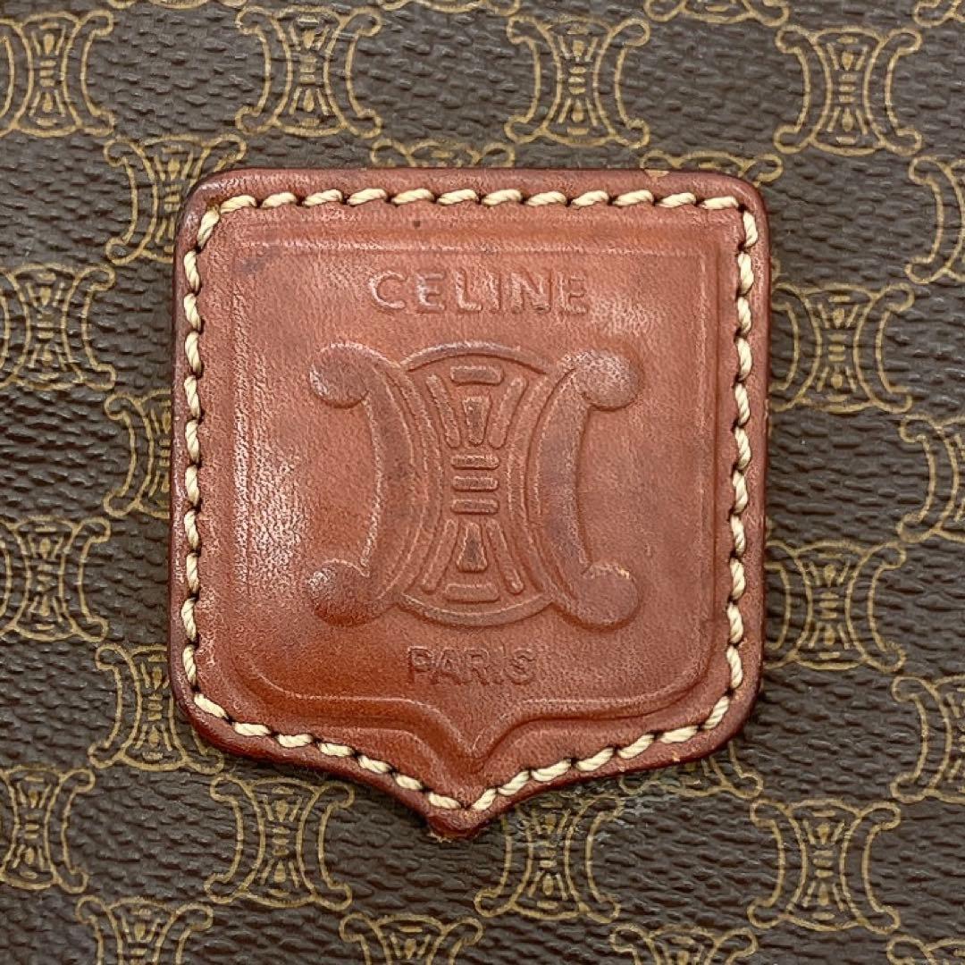 【CELINE】ボストンバッグ　マカダム柄　　ゴールド金具　PVC 肩かけ