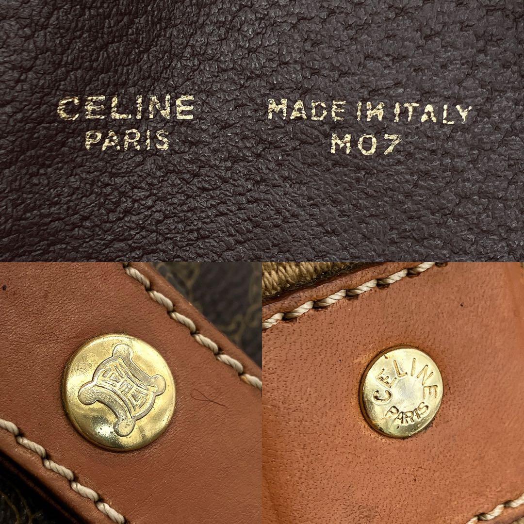 【CELINE】ボストンバッグ　マカダム柄　　ゴールド金具　PVC 肩かけ