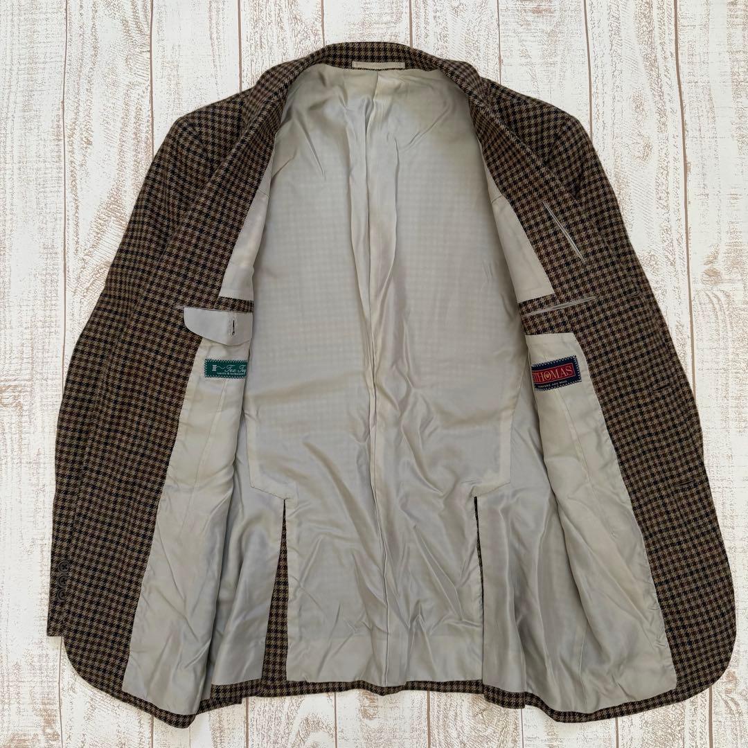 【TEX TEQ】E.THOMAS ガンクラブチェック カシミア混ツイードJKT
