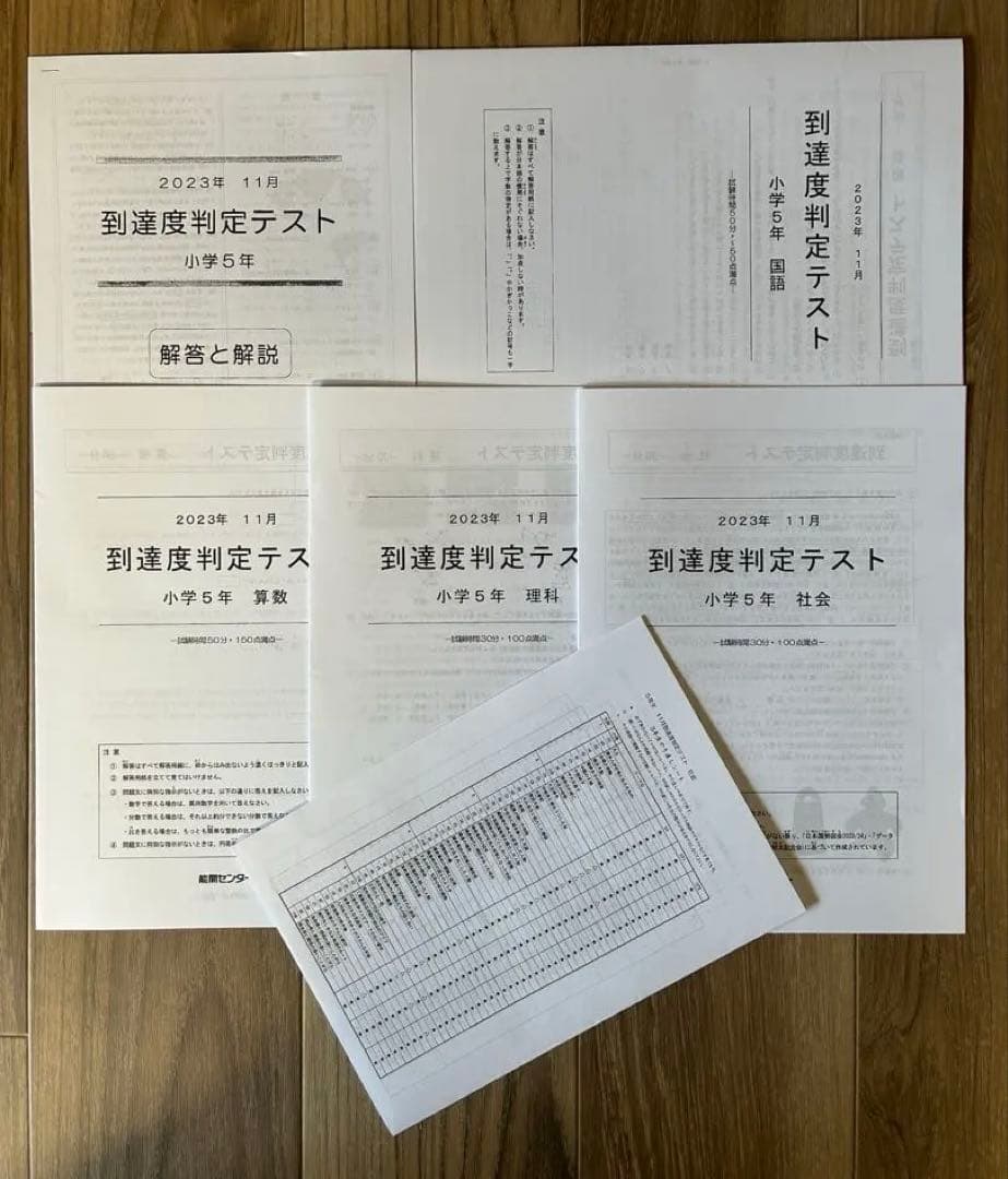 能開センター2023年度小5 実力判定テスト・到達度判定テスト 1年分 中学受験