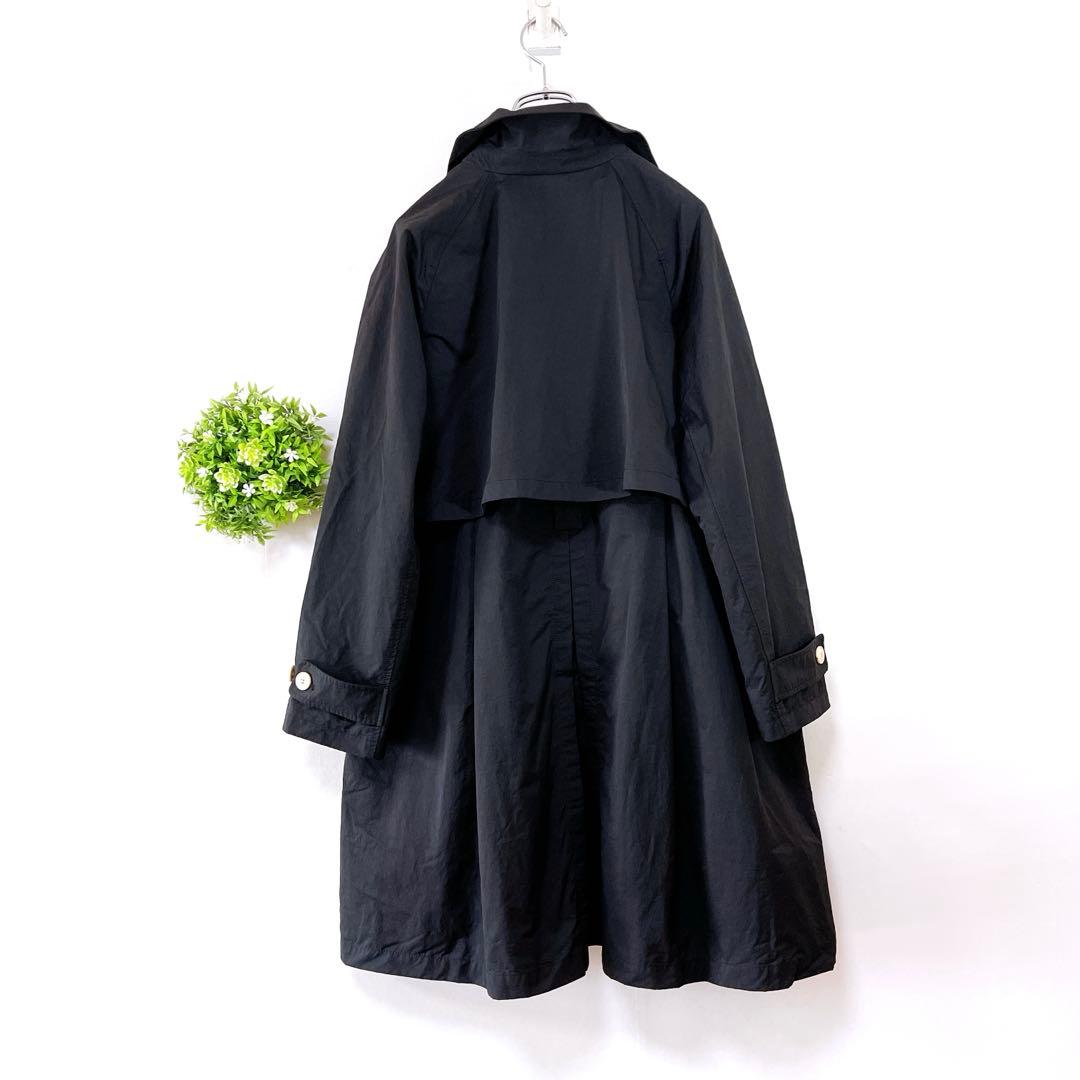 【美品】Malle 【F】ナイロンコート　トレンチコート　ブラック　セミロング