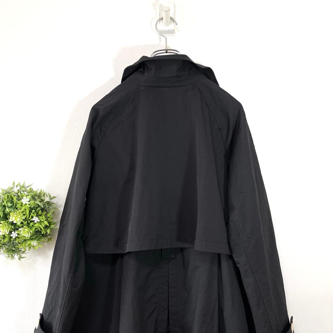 【美品】Malle 【F】ナイロンコート　トレンチコート　ブラック　セミロング