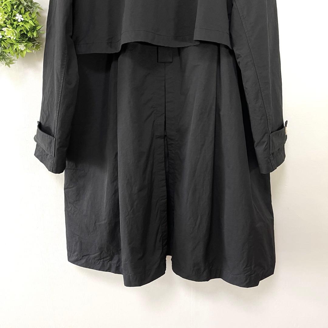【美品】Malle 【F】ナイロンコート　トレンチコート　ブラック　セミロング