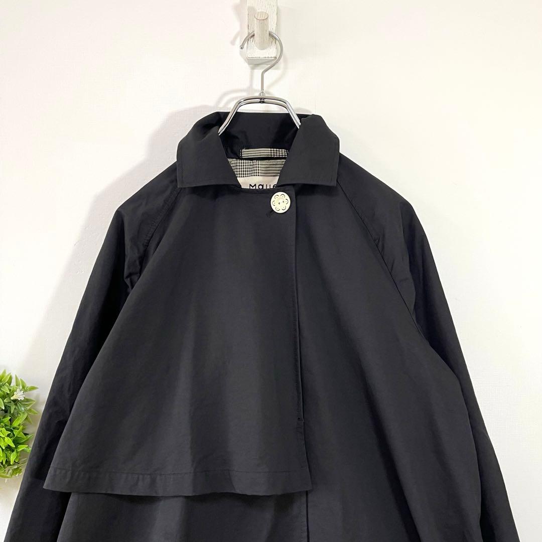 【美品】Malle 【F】ナイロンコート　トレンチコート　ブラック　セミロング