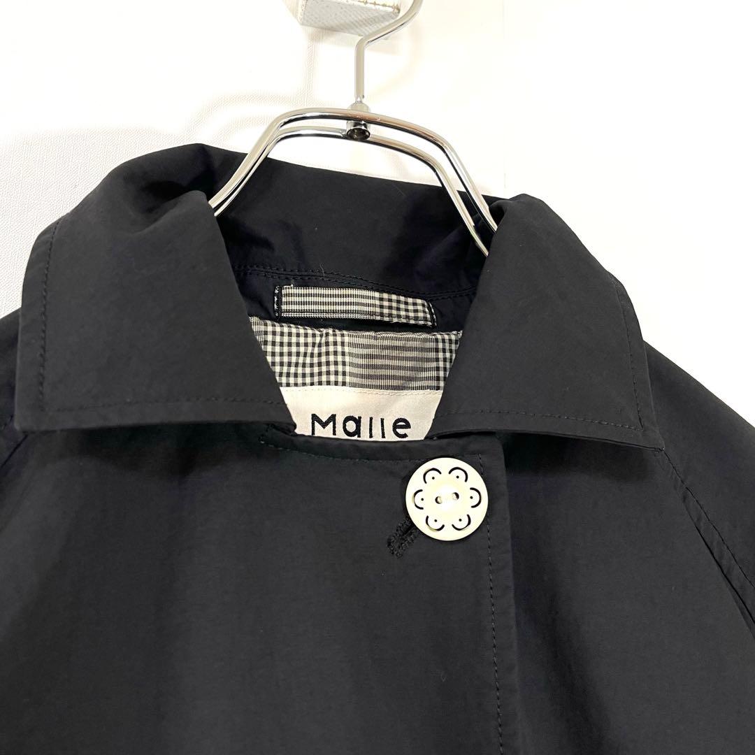 【美品】Malle 【F】ナイロンコート　トレンチコート　ブラック　セミロング