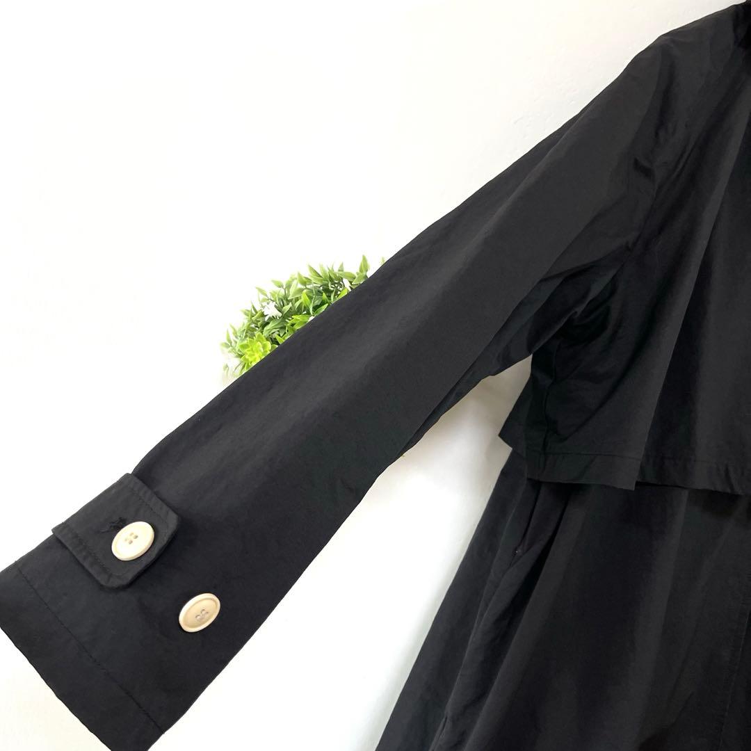 【美品】Malle 【F】ナイロンコート　トレンチコート　ブラック　セミロング