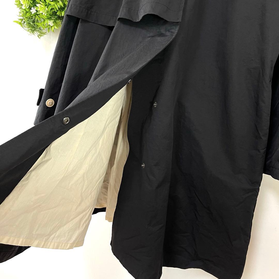 【美品】Malle 【F】ナイロンコート　トレンチコート　ブラック　セミロング