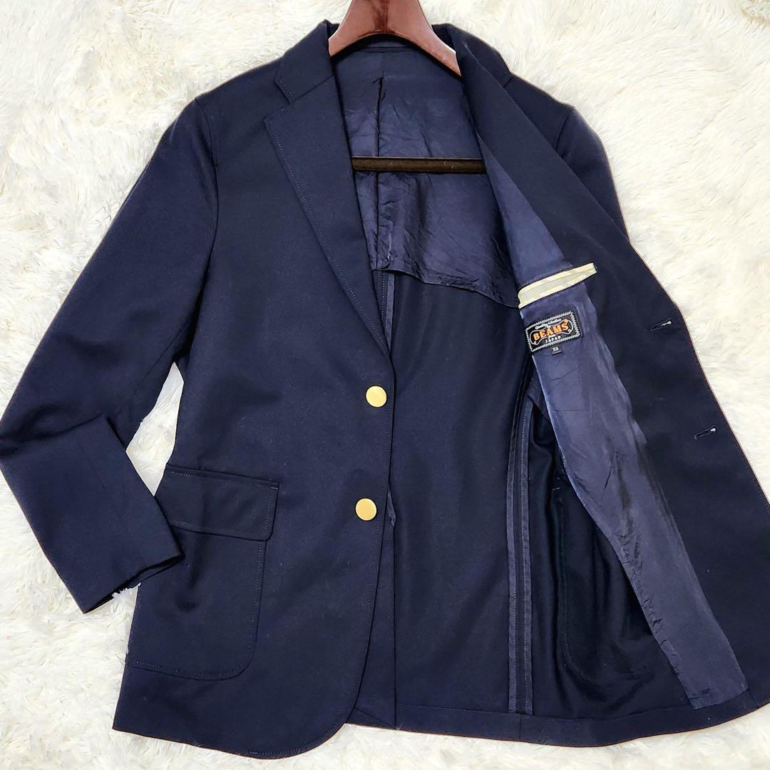 美品 BEAMS PLUS 段返り 3B ブレザー 紺ブレ 金ボタン ジャケット
