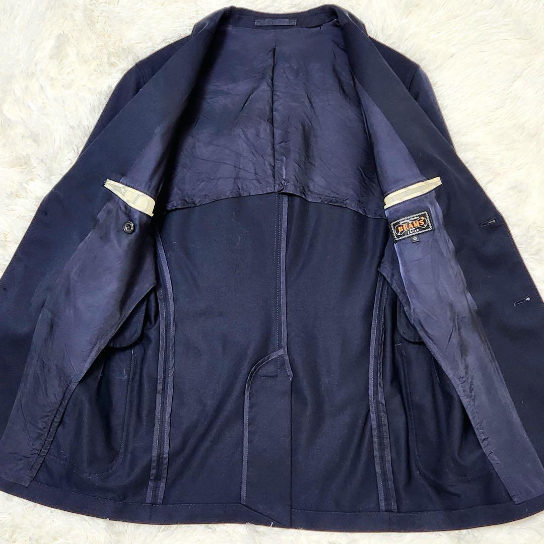美品 BEAMS PLUS 段返り 3B ブレザー 紺ブレ 金ボタン ジャケット