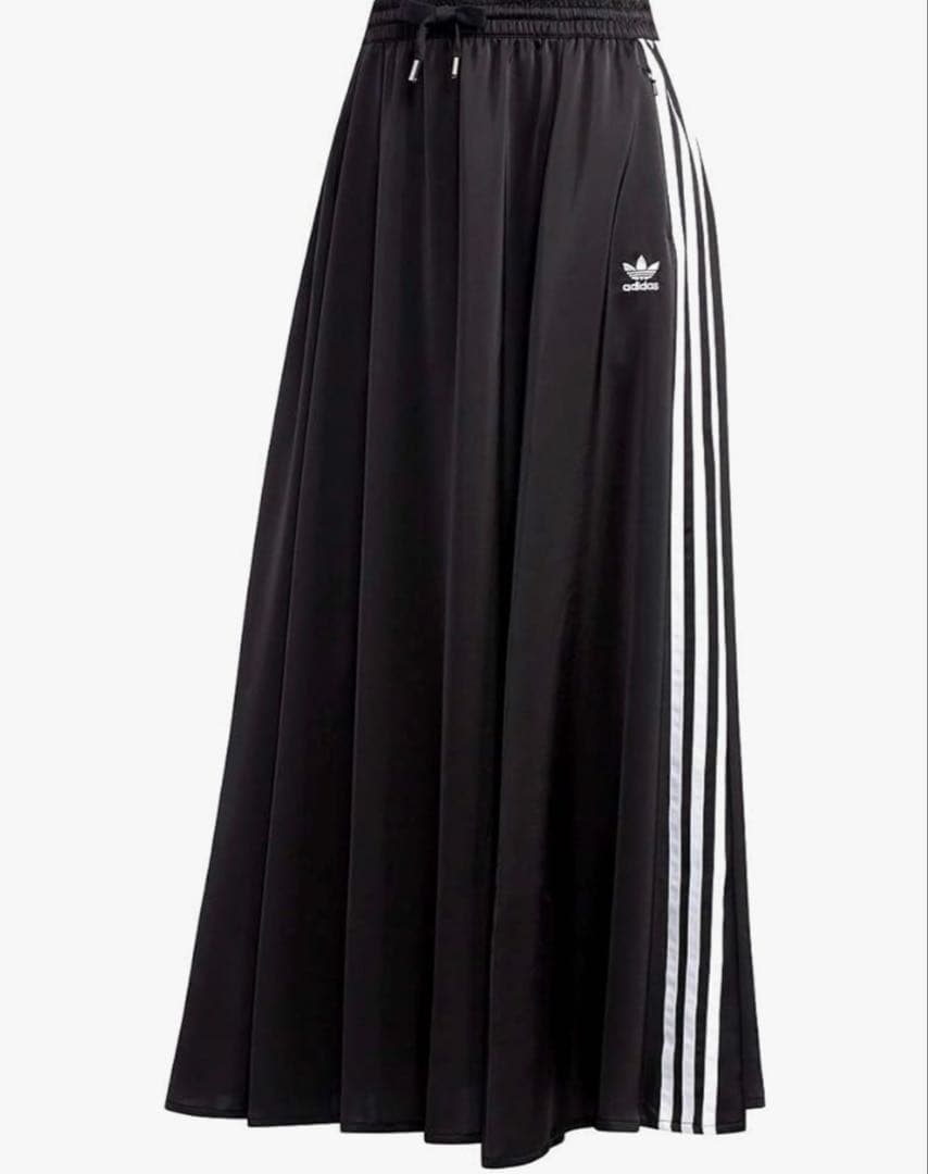 美品 adidas アディダスオリジナルス ロングサテンスカート OT XL