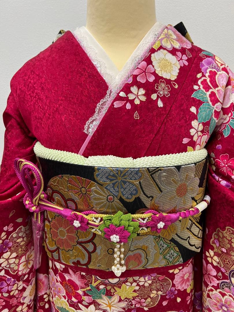 振り袖　フルセット　別誂長襦袢　成人式　金彩加工　刺繍入り　銀通し　838