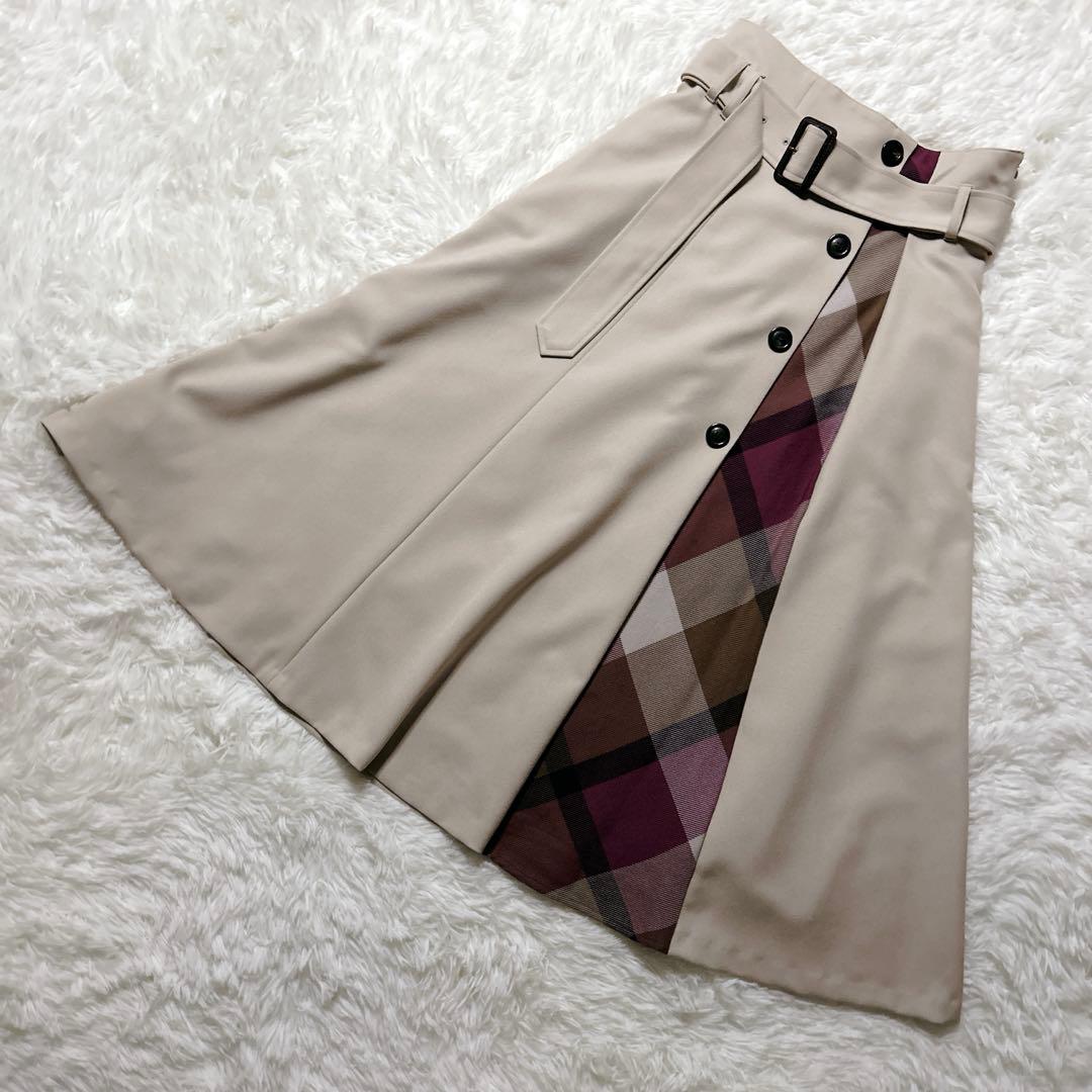 ブルーレーベルクレストブリッジ　ロング スカート　チェック　ベルト