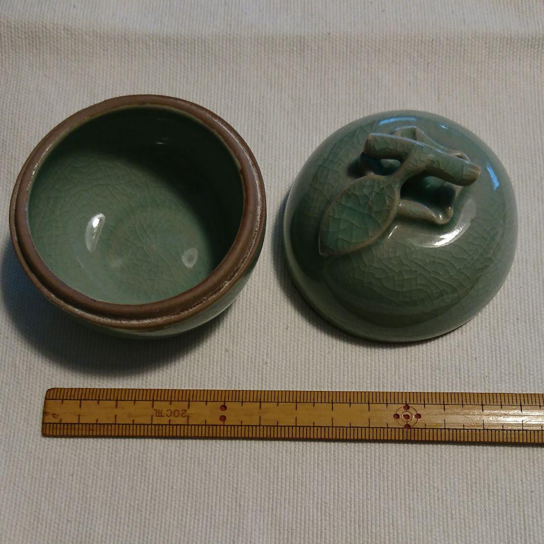 310) 香合(15) 高麗青磁 扶林窯 「柿」李奇休(又玄)作