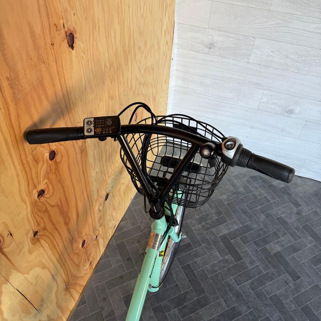 電動アシスト自転車 ミントグリーン 前バスケット付き