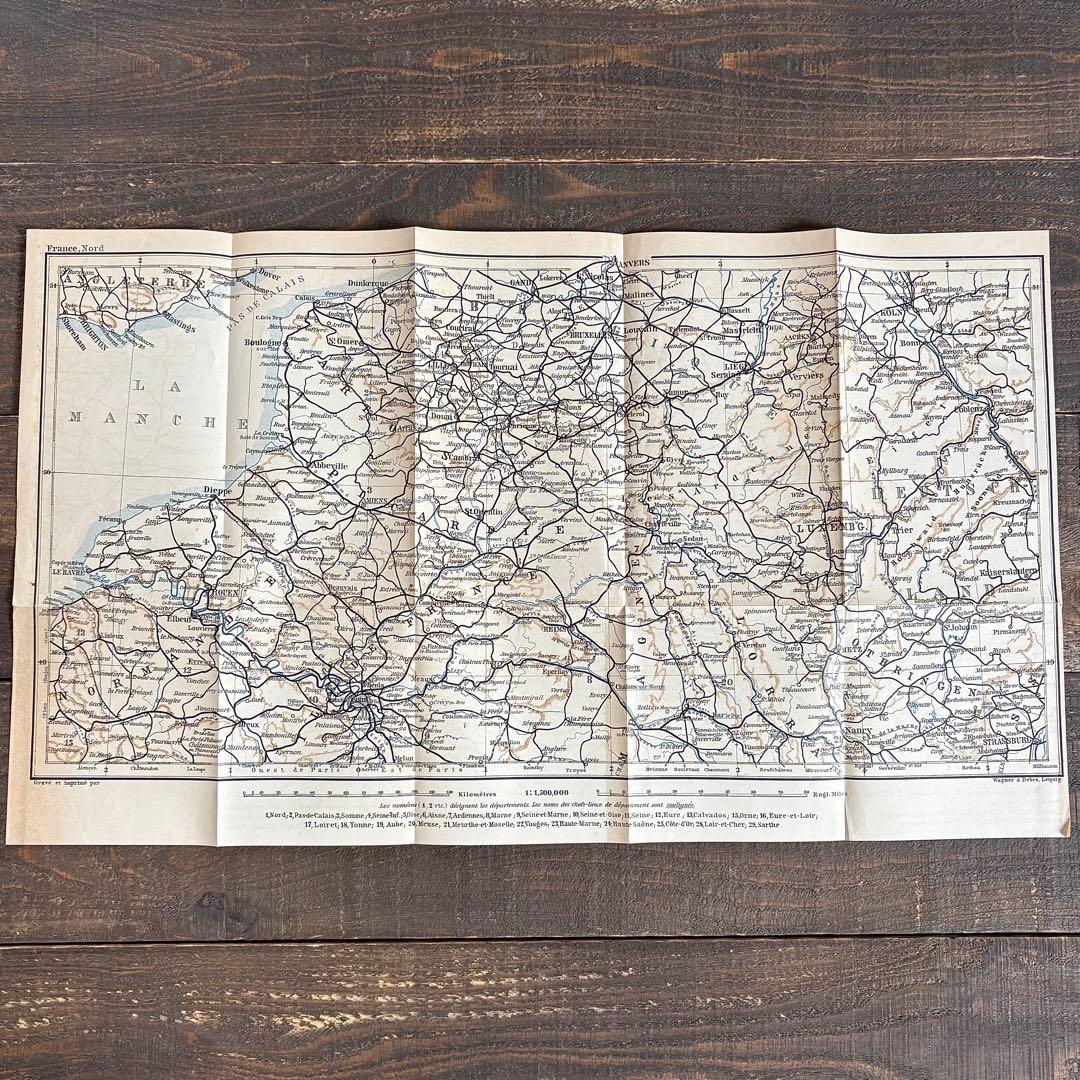 [1900年]フランス 古地図17枚セット/アンティーク雑貨 紙物 雰囲気◎/