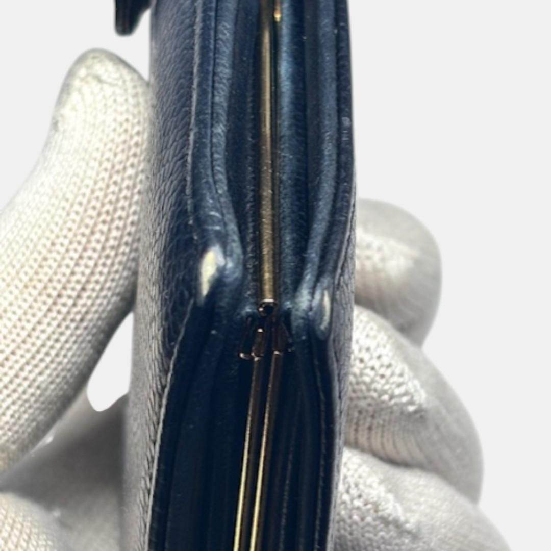 【箱・GC付】シャネル キャビアスキン ココマーク がま口 長財布 黒
