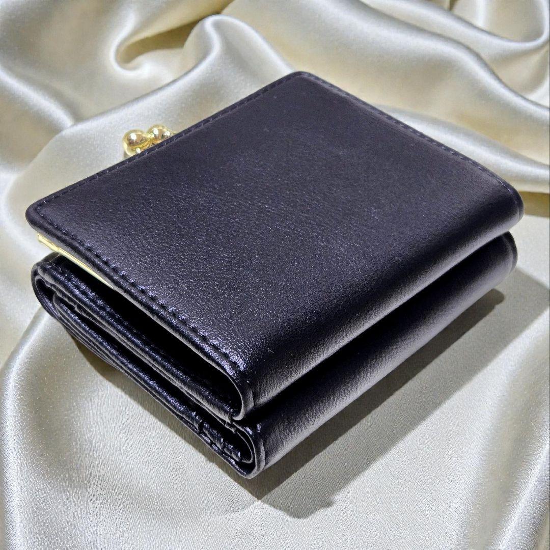 ポール&ジョー　アクセソワ　がま口財布　ブローチ　猫　二つ折りウォレット　黒