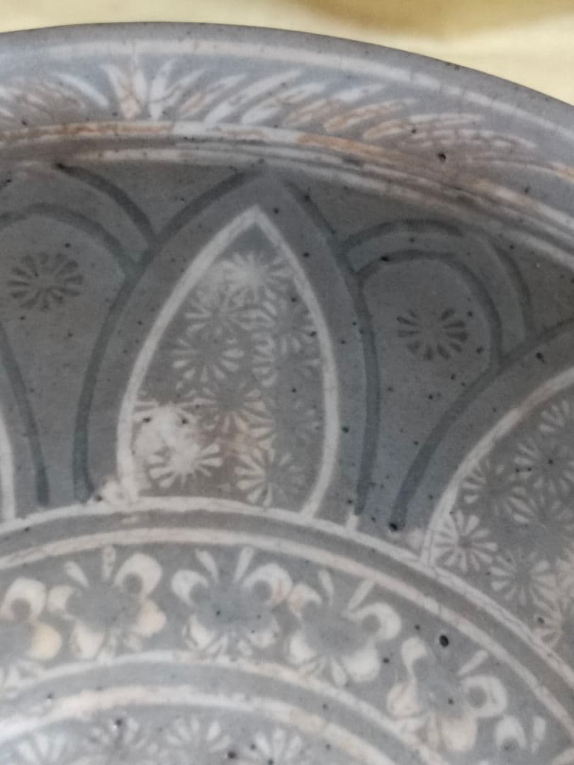 白黒象嵌粉青沙器　高麗茶碗　骨董アンティーク　李朝 asianantique