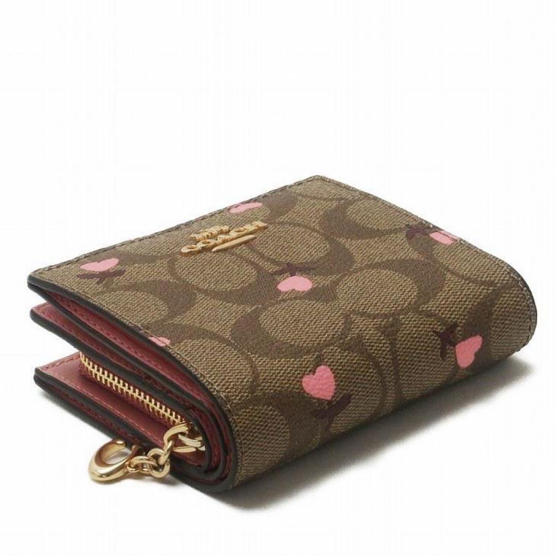 COACH 二つ折り財布 フローラル ブラウン/ピンク