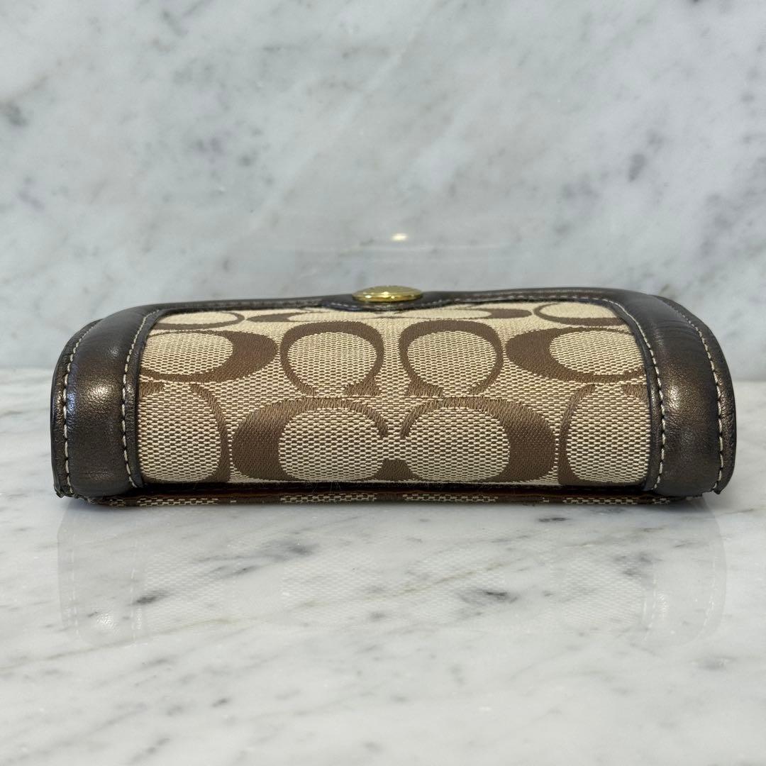 新品 未使用 COACH コーチ 三つ折り財布 ブロンズ レザー 肉厚