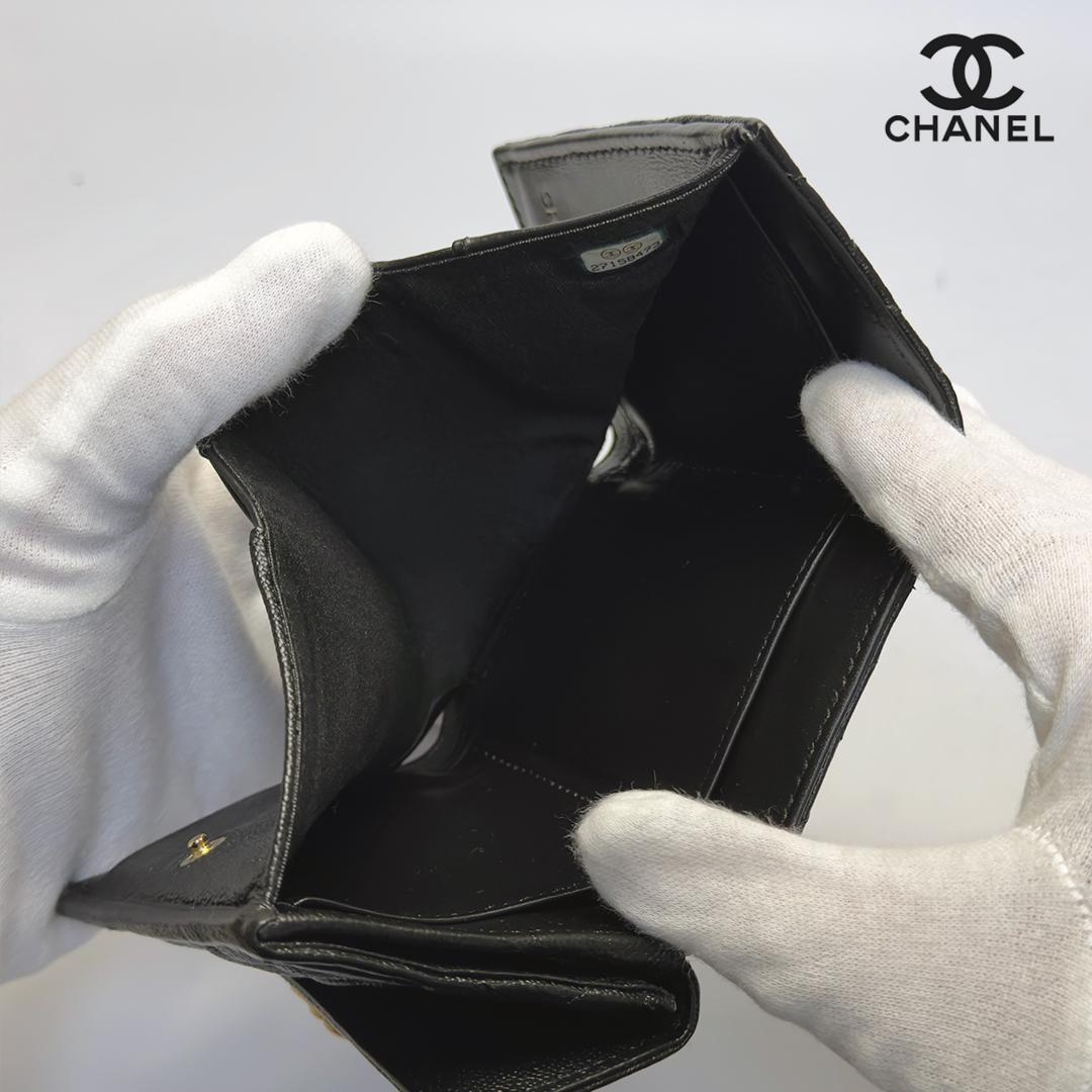 正規品 CHANEL ボーイシャネル ゴールド金具 Wホック　三つ折り財布