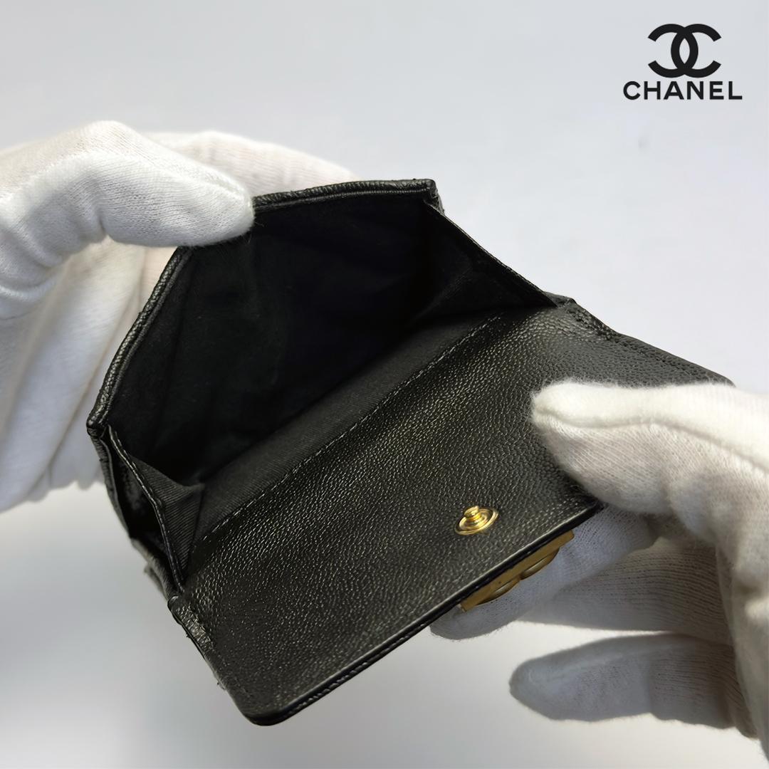 正規品 CHANEL ボーイシャネル ゴールド金具 Wホック　三つ折り財布