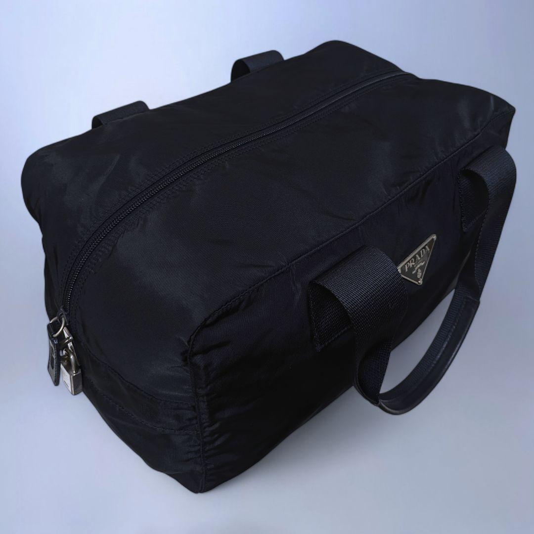 美品 PRADA ボストンバッグ 大容量 ハンドバッグ ナイロン ブラック