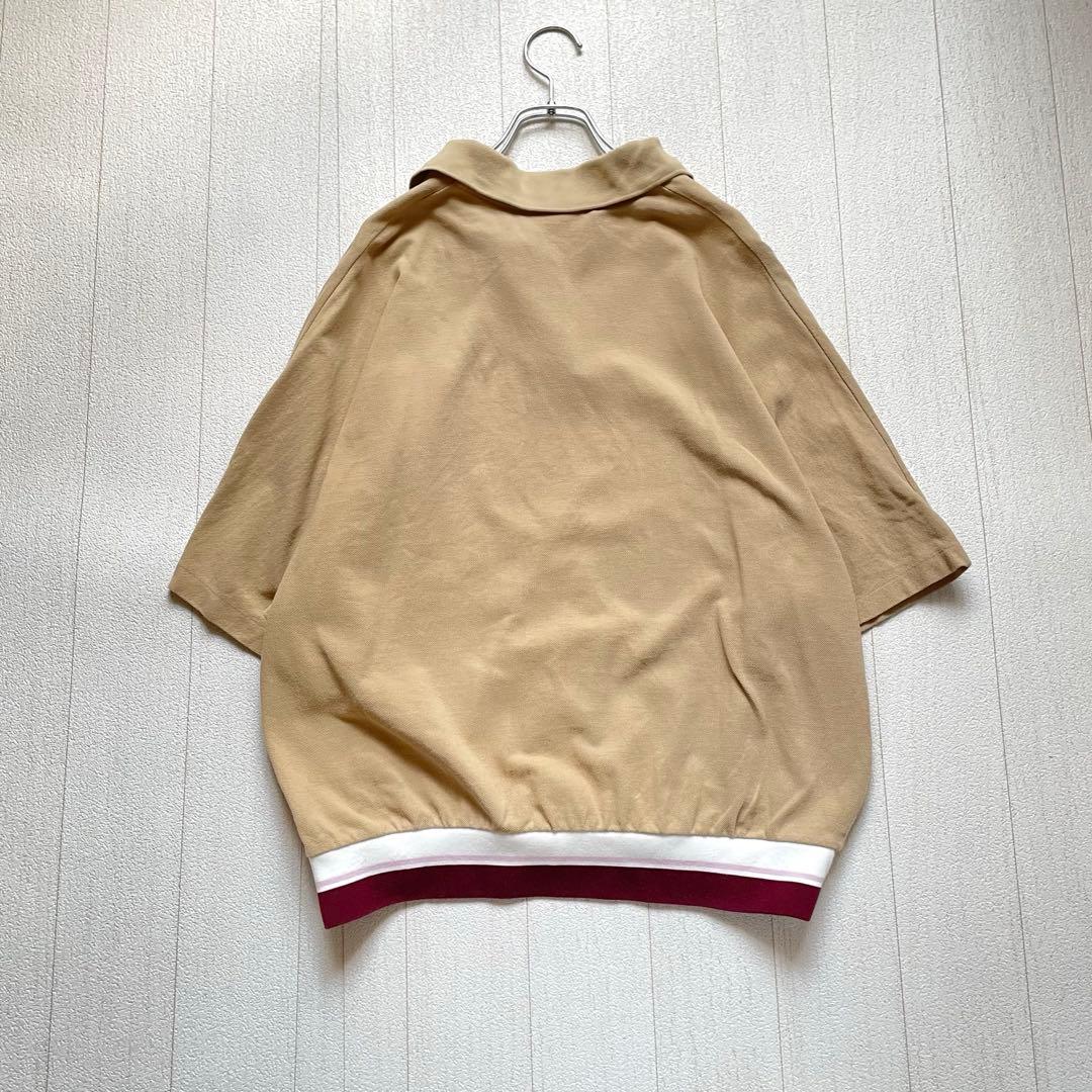 LACOSTE ドルマンスリーブスキッパーネックポロシャツ　ベージュ　38