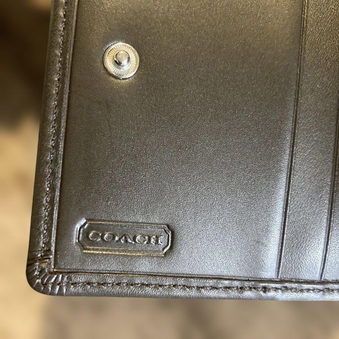 【未使用】COACH コーチ シグネチャー 折り財布 ★キャンパス×レザー