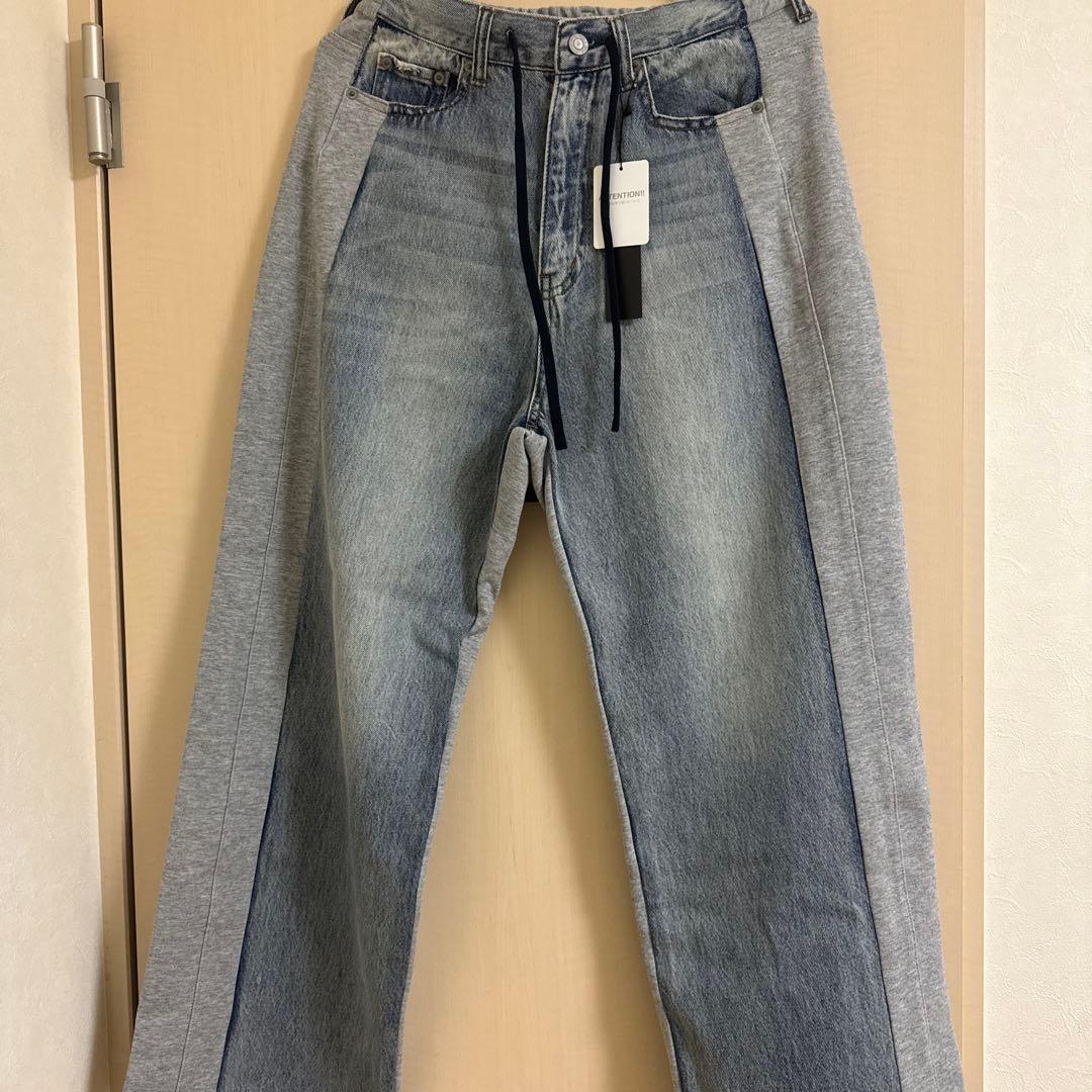 JEANASIS スウェットコンビデニムパンツ　ブルー