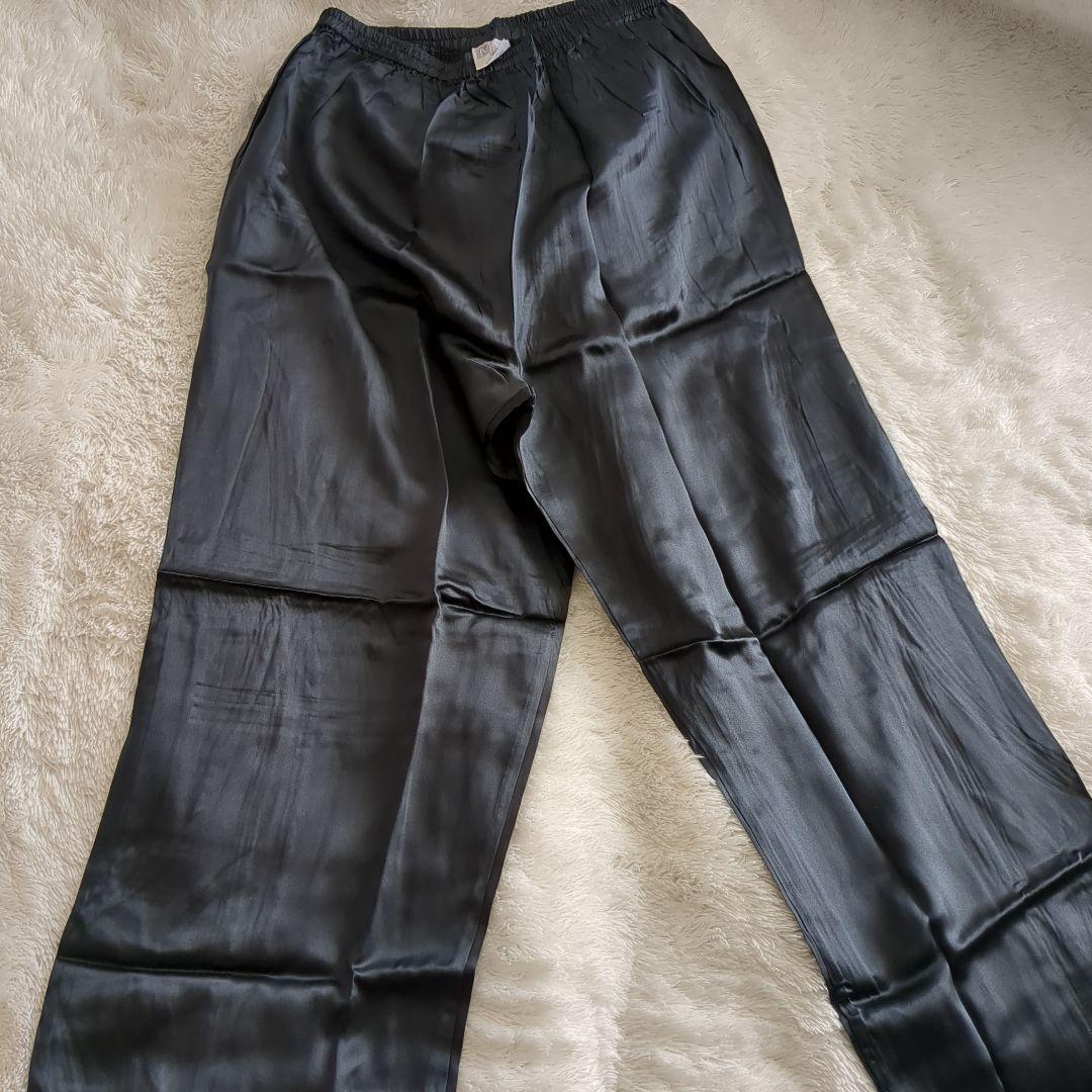 未使用 MISSENG シルク 100% パジャマ 上下 黒 PURE SILK