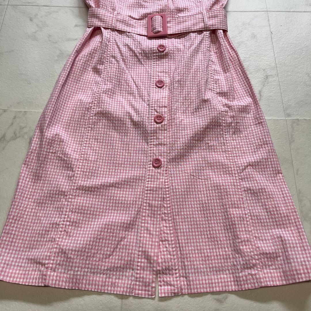 美品　ピンクハウス　希少　ギンガムチェックベルテッドワンピース　フランス製