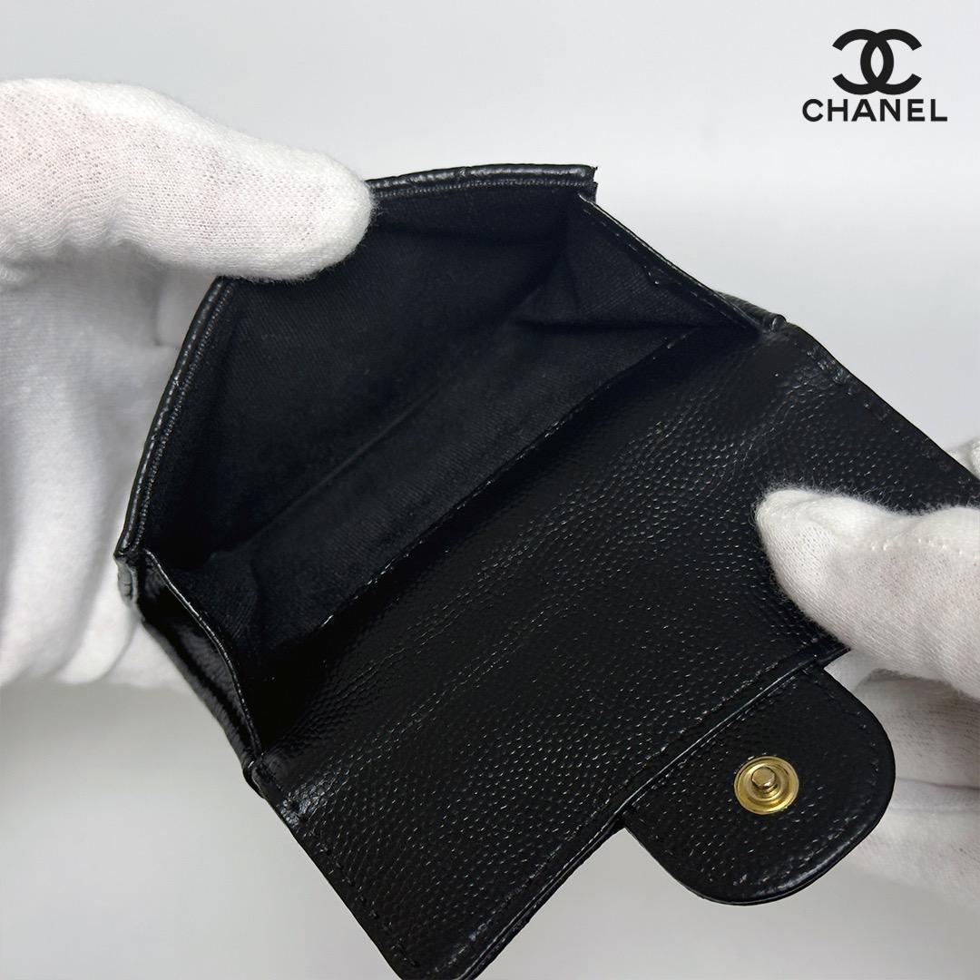 正規品 シャネル クラシック マトラッセ ゴールド金具 Wホック 三つ折り財布